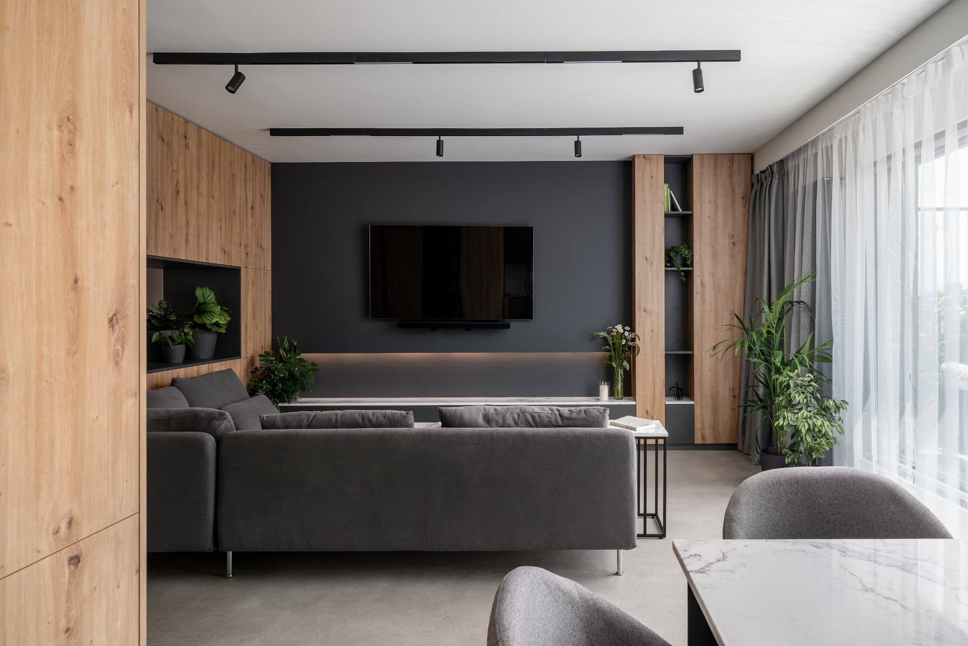 Representative completed living space with custom furniture