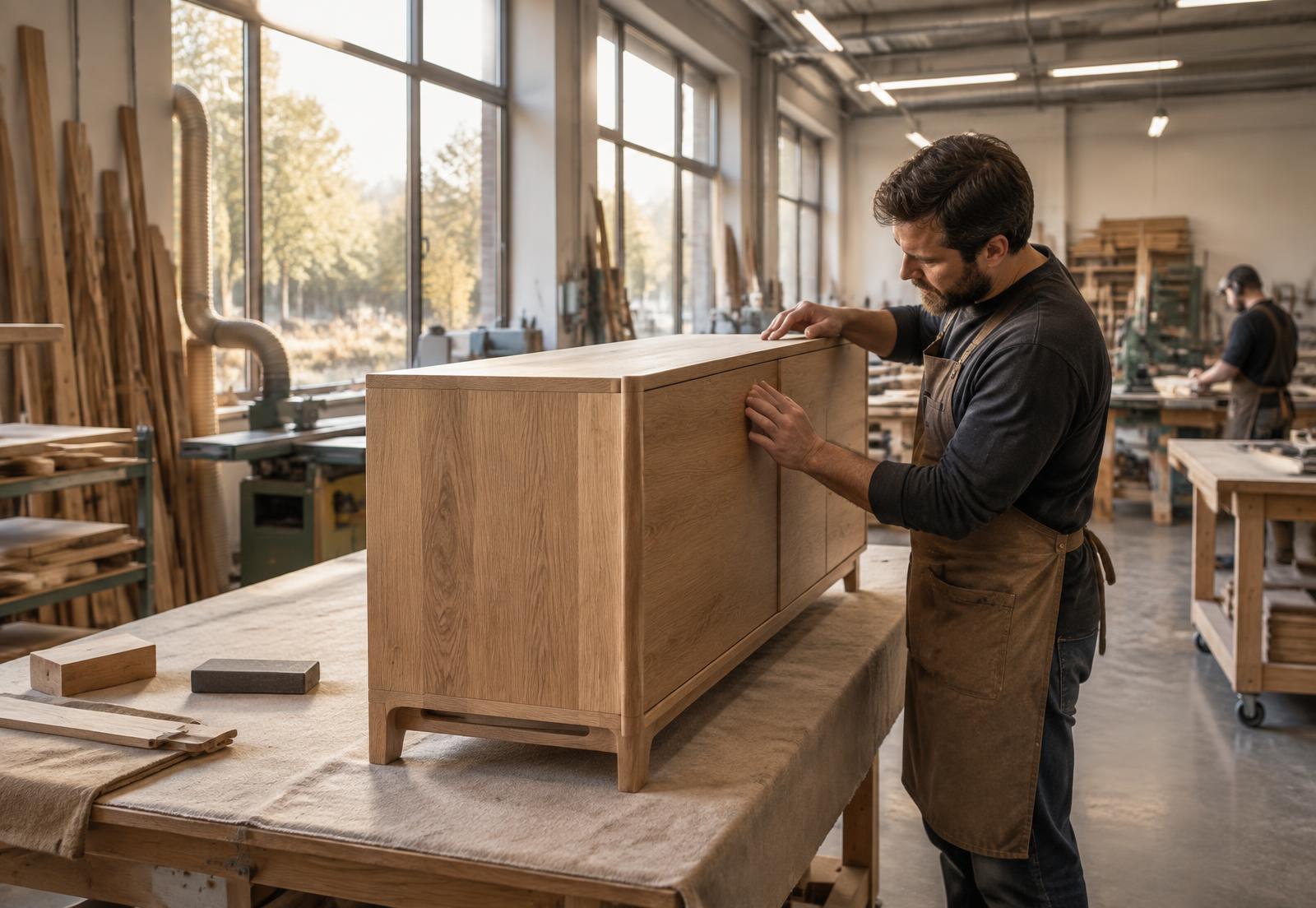Representative view of furniture production and quality inspection